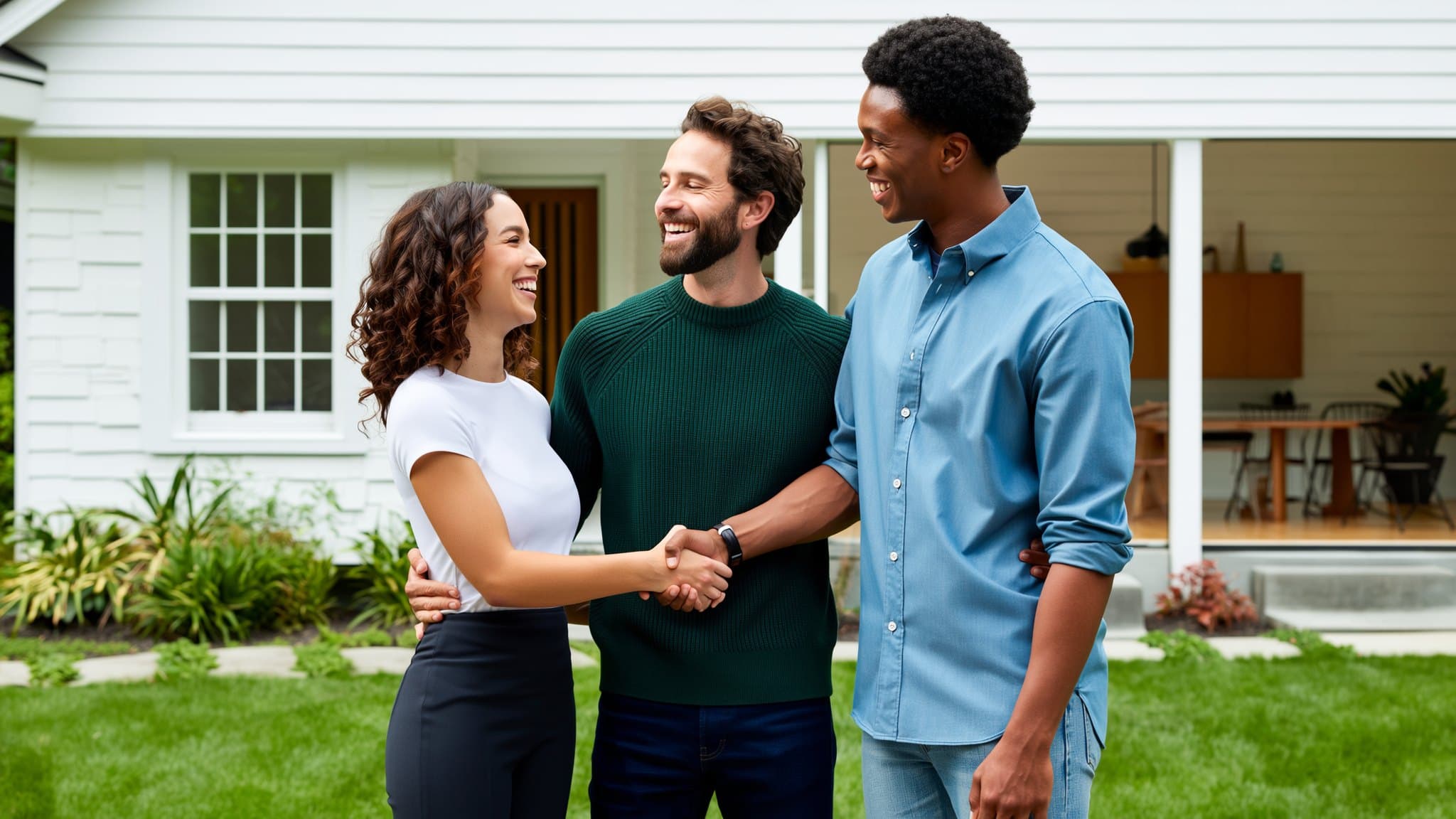 A JULY Realty advisor welcoming a happy couple to their new home